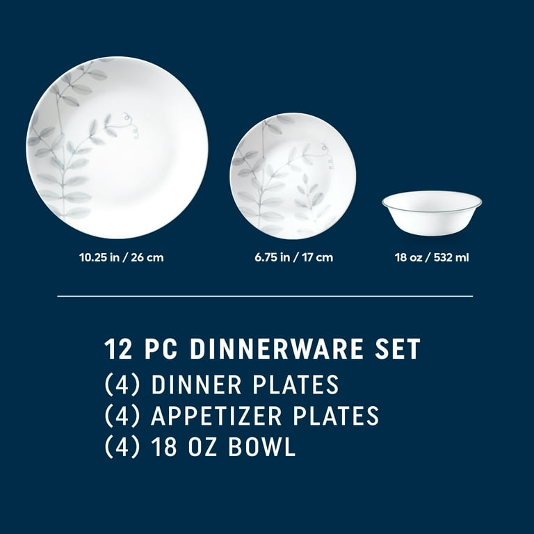 Corelle Flowing Fern 12-Piece Glass Dinnerware Set (Service for 4
