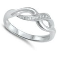 thumbnail image 4 of Clear CZ Infinity Wave Knot Promise Ring .925 Sterling Silver Band White Jewelry Female Size 10, 4 of 4