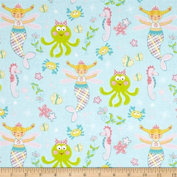 Marcus Fabrics Magical Mermaid Fabric 100% Cotton Fabric sold by the yard