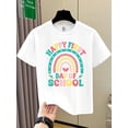thumbnail image 1 of Happy First of School T-Shirt for Girls - Vibrant Rainbow & Heart Design, Soft 100% Cotton, Loose Fit, Perfect for Summer, Back to School Apparel|Playful Graphic Tee|Comfortable Fit, 1 of 6