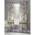 thumbnail image 4 of Spring Purple Flowers Sheer Curtains 84 Inch Length 2 Panels Set Window Treatments, Farmhouse Leaves Fences Burlap Rod Pocket Semi Curtains for Living Room/Bedroom/Kitchen Décor, 104"W x 84"L, 4 of 7