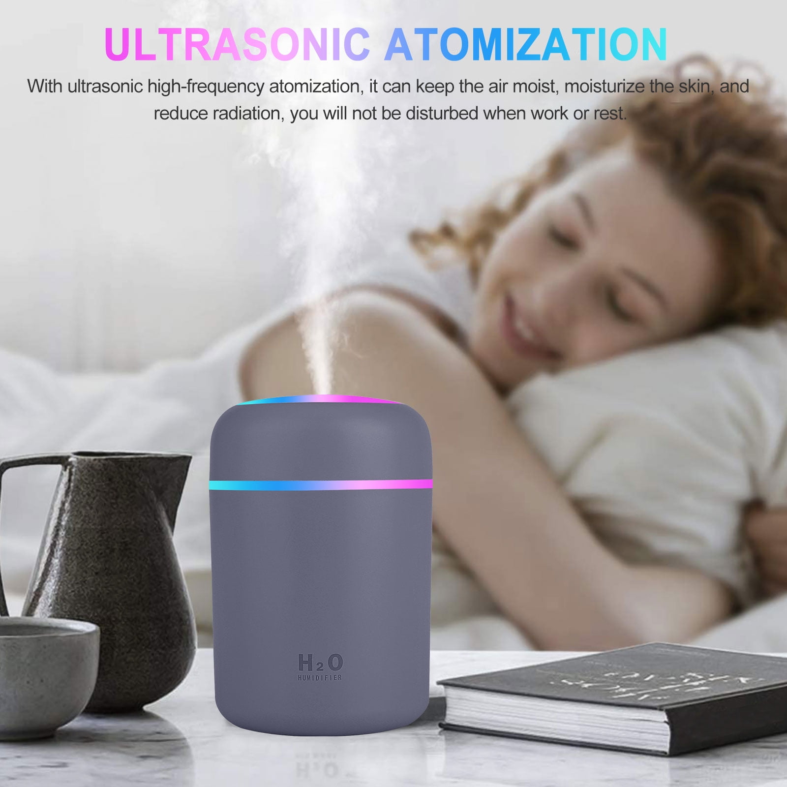 300ml Essential Oil Aroma Diffuser, EEEkit Ultrasonic Cool Mist Humidifier with 2 Mode and LED Color Changing Light