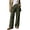 Army Green, variant on Wide Leg Pants for Women Elastic Waist Drawstring Palazzo Trousers Casual Ribbed Textured Loose Pants with Pockets, 2XL
