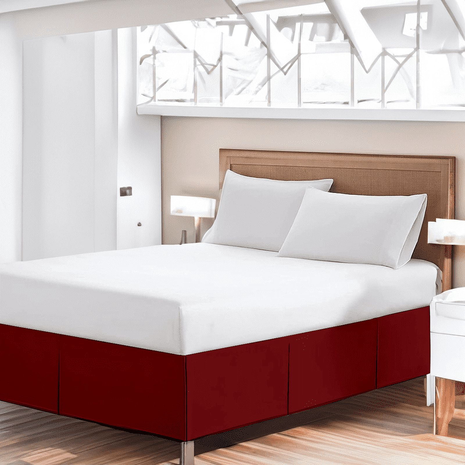EASYCOT 800 Thread Count 100% Egyptian Cotton Hotel Quality Luxurious Box Pleated Bed Skirt Easy Fit with&nbsp;18" Drop Length ( Burgandy , California King )
