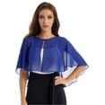 thumbnail image 2 of Zaldita Women's Chiffon Sheer Shrug Cropped Bolero Cardigan Evening Cape Wrap Dress Cover Up Royal Blue One Size, 2 of 7