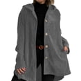 thumbnail image 2 of Chaqueta Informal de Holgada con Capucha y Larga para Mujer, Otoño e Invierno Gris M, 2 of 6