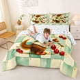 thumbnail image 3 of Homewish Plaid Dachshund Dog Full Size Comforter Sets,Lovely Cherry Floral Bedding Comforter Set,Green,Colorful Stars Reversible,3pcs,1 Comforter and 2 Pillowcases, 3 of 7