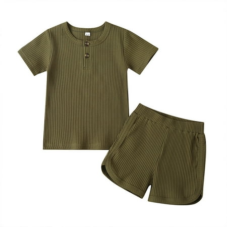 

Bagilaanoe 2pcs Toddler Baby Boy Girl Short Pants Set Short Sleeve T-Shirts Tops + Shorts 18M 24M 3T 4T 5T 6T Kids Casual Summer Outfits