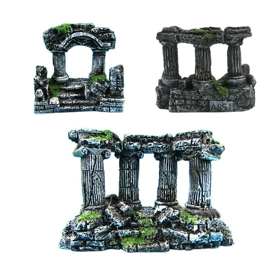 Walbest Fish Tank Resin Aquarium Ornaments Resin Castle Decorations Vintage Ruins Roman Column Artificial Plant for Betta Sleep Rest Hide Play