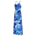 thumbnail image 4 of Womens Dresses Summer Sleeveless Plus Size Camouflage V-Collar Long Maxi Casual Dress Blue L, 4 of 8