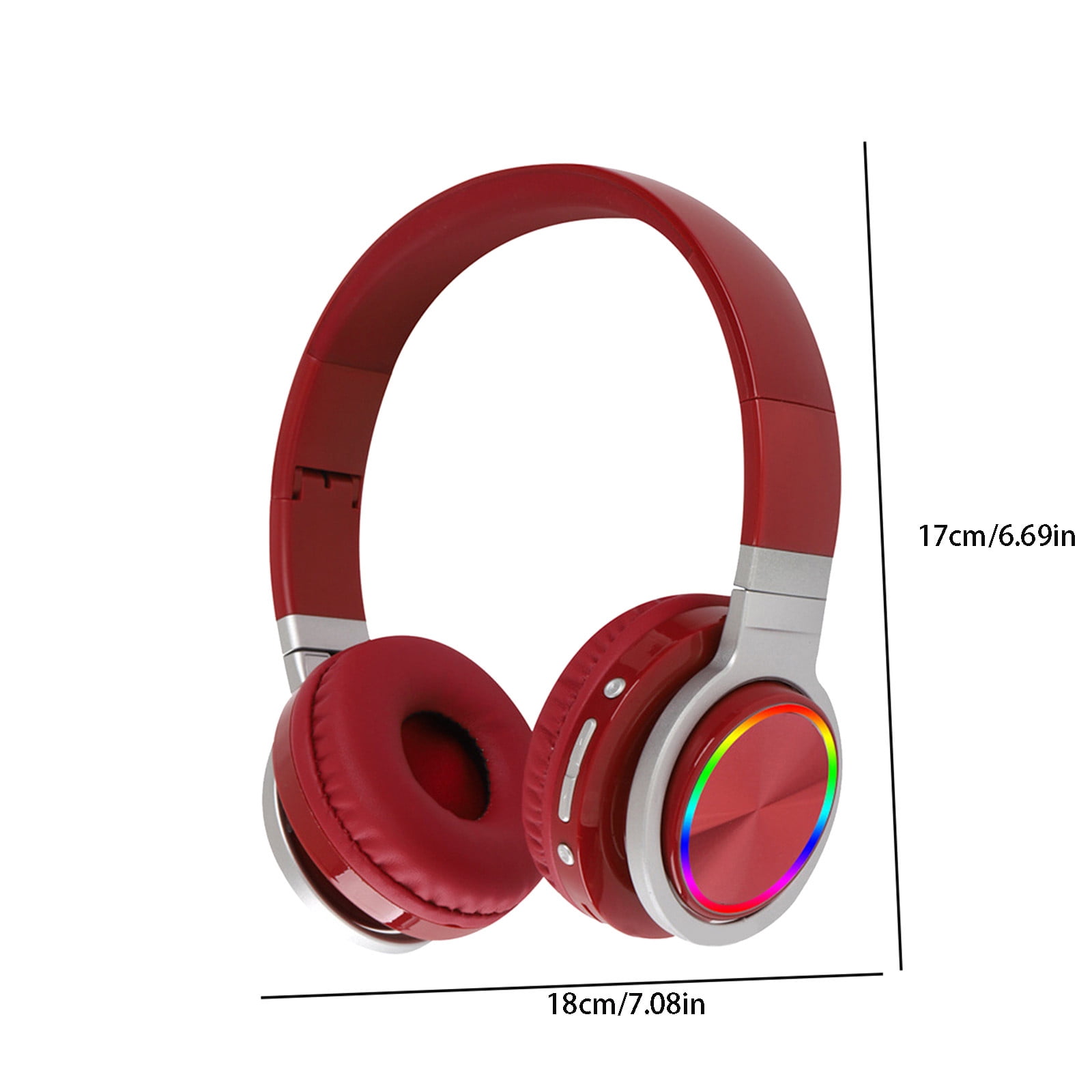 Bluetooth Headphones Over Ear, 65H Playtime and 6 EQ Music Modes Wireless Headphones with Microphone, HiFi Stereo Foldable Lightweight Headset, Deep Bass for Home Office Cellphone PC Ect.(Red)