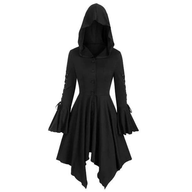 smugling Kanin aflevere dmqupv plus Size Gothic Dresses for Women 4x Women Fashion Long Sleeve  Medieval Vintage Gothic Cape Clasp Chain Medieval Black Medium - Walmart.com