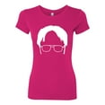 thumbnail image 2 of Wild Bobby, Office Dwight Glasses Face Silhouette Funny Schrute, Pop Culture, Women Slim Fit Junior Tee, Raspberry, Small, 2 of 4