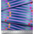 thumbnail image 2 of Soimoi Purple Cotton Duck Fabric Floral Dot & Stripe Print Fabric by the Yard 42 Inch Wide, 2 of 3
