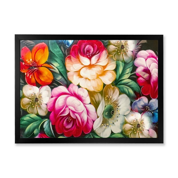 Designart 'Vintage VIbrant Yellow and Red Flower Still Life II' Traditional Framed Art Print
