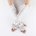 thumbnail image 2 of Chuancc Lace Gloves Women,Mesh Tulle Long Gloves Sheer Gloves Rave Gloves Wedding Gloves Fancy Gloves For Women Feather Wrist Cuff Dress Gloves For Women White One Size, 2 of 3