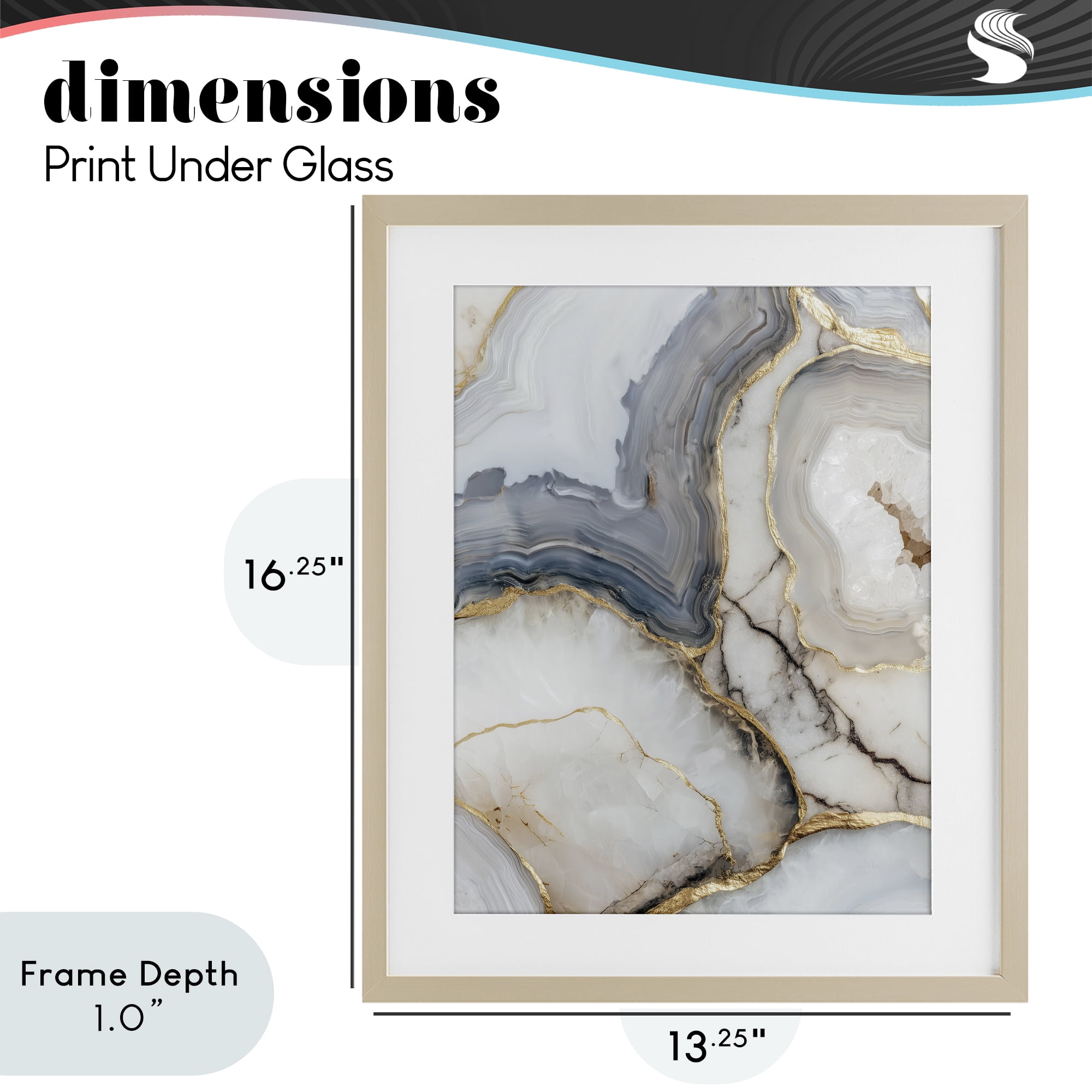 Stupell Industries Crystal Geode with Gold Birch Framed Print Under Glass, design by Svetlana Aleynikova