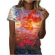thumbnail image 2 of ICHUANYI Clearance Women's Casual Loose Floral Print Crewneck Printed Short Sleeve T-Shirt Tops(Red, S) ICHUANYI WER2023081117320, 2 of 8