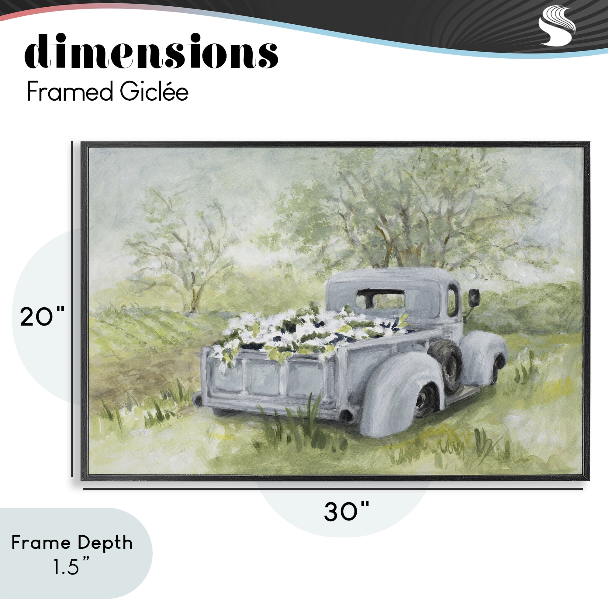 Stupell Industries Vintage Blue Truck Flower Sale Black Framed Giclee Art, design by Lanie Loreth