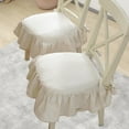 thumbnail image 3 of French Style Seat Cushion - Non- Soft Chair Pad with Ruffles, Ties & Filling for Kitchen, Office & Wooden Dinner Chairs, 3 of 5
