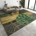 thumbnail image 4 of 4x8ft Kids Rug,Tropical Plants Banana Leaves Dining Room Rug,Green Golden Leaves Lines Easy To Clean Soft Washable For Bedroom Office Game Room Teen Room Hotel, 4 of 7