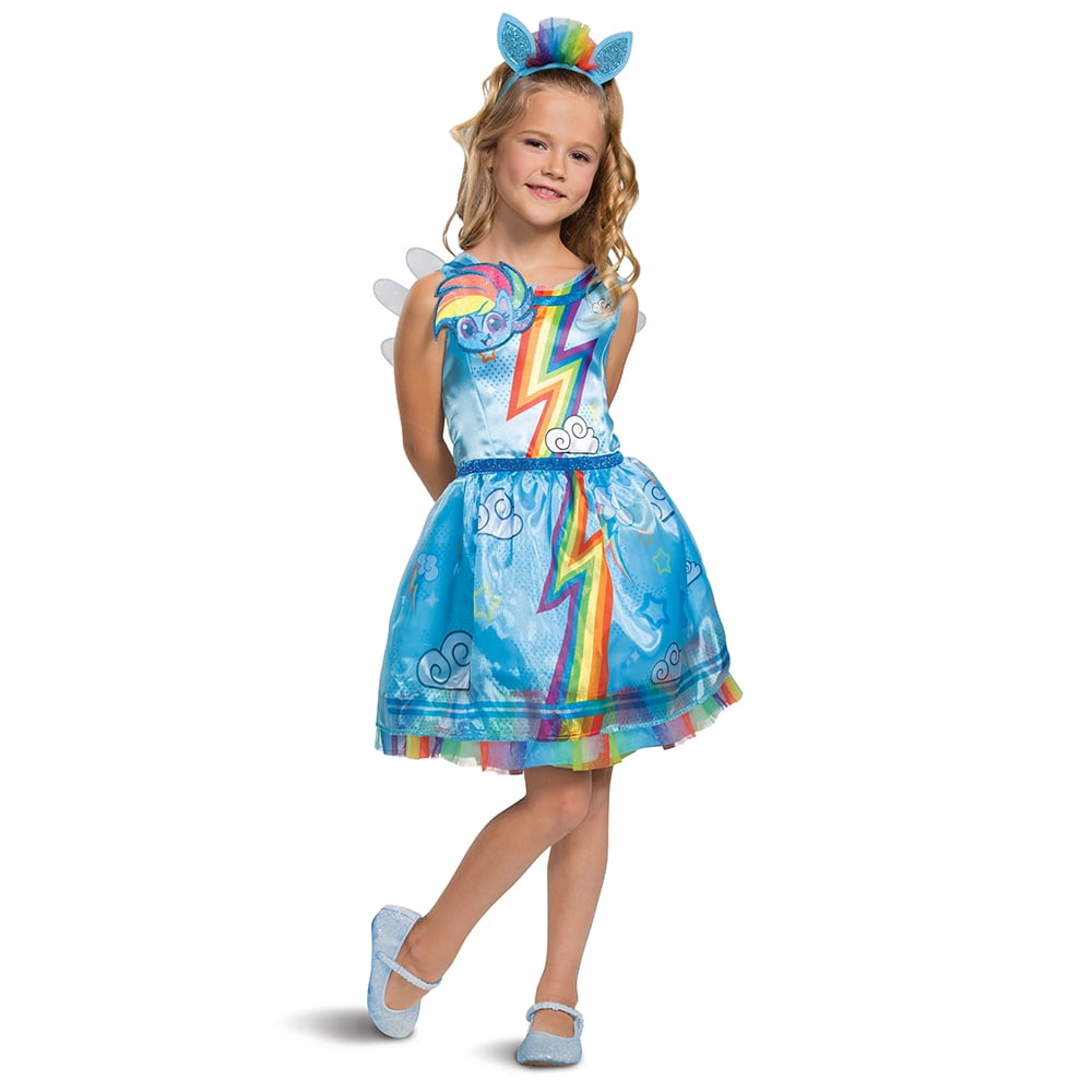 GIRLS RAINBOW DASH DELUXE COSTUME MY LITTLE PONY CHILDS KIDS FANCY DRESS OUTFIT 
