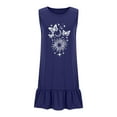 thumbnail image 4 of Dress for Women Summer Sun Moon Print Sleeveless Dress Pocket Pleated Boho Chic Navy XXXL, 4 of 6