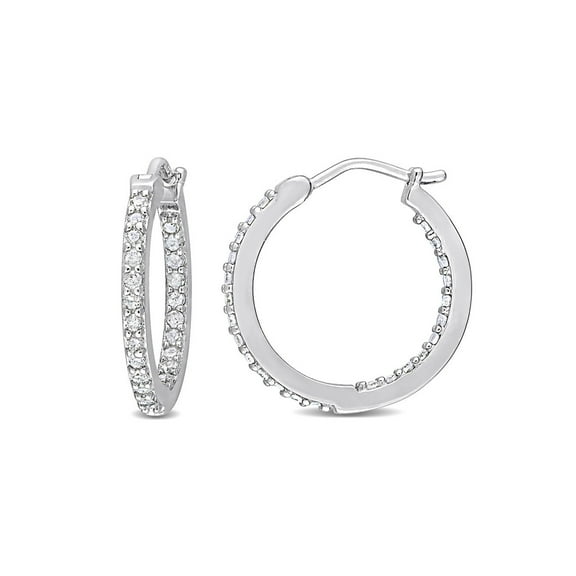 1/2 Carat (Ctw I-J, I2-I3) Diamond Hoop Earrings in Sterling Silver for Women