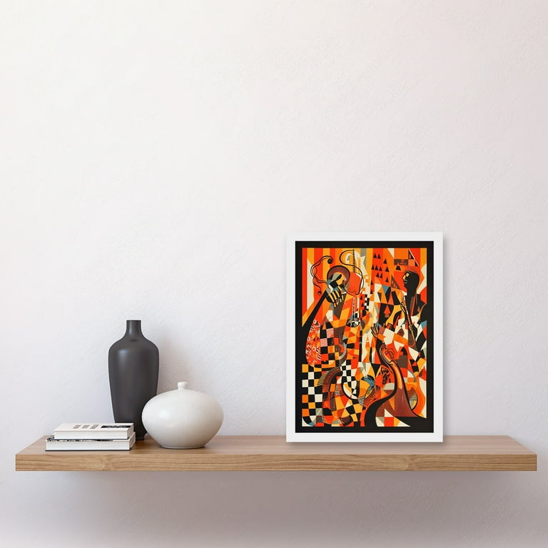 Jazz Music Band Musicians Abstract Modern Folk Art Painting