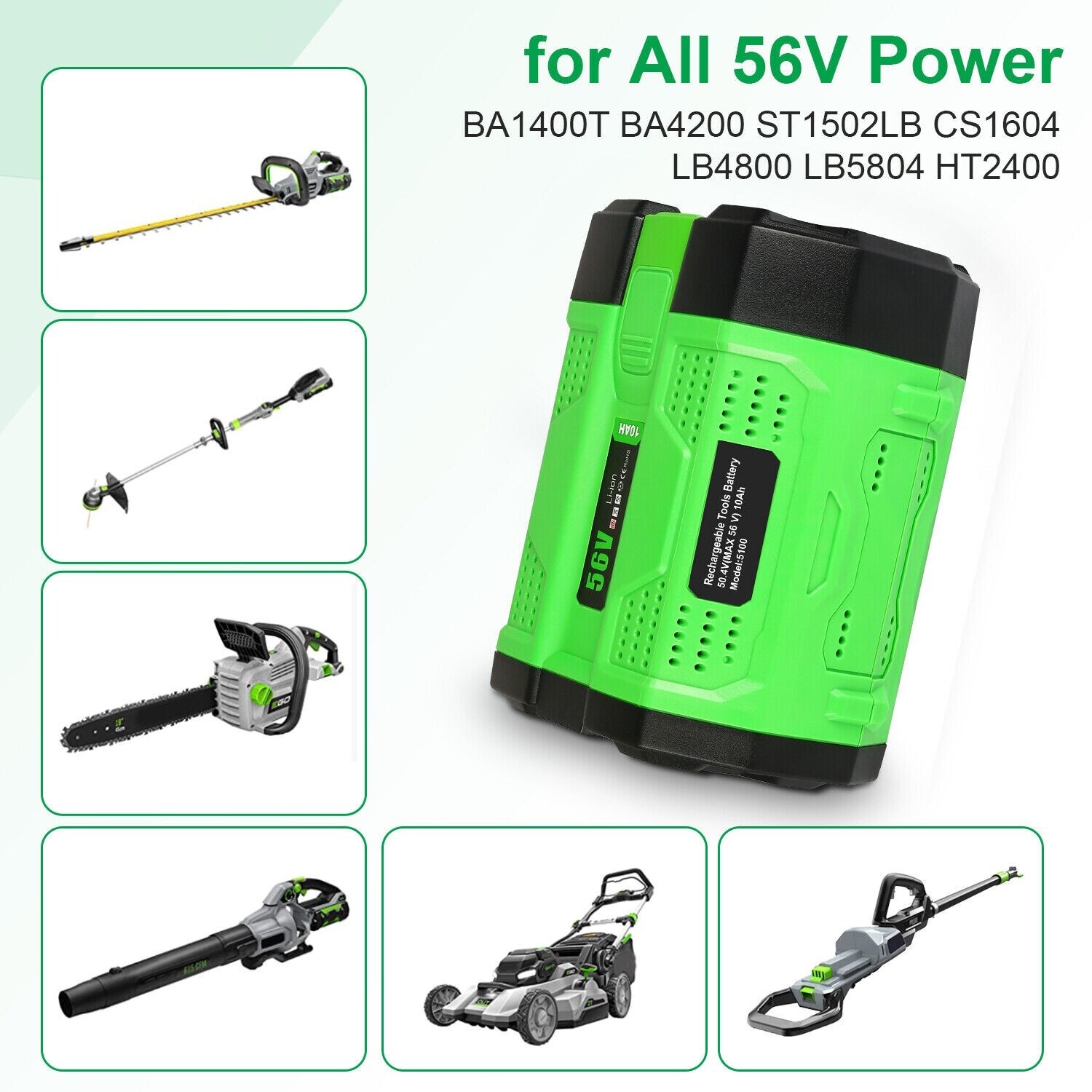 replacement For EGO Battery 56V 5.0Ah BA1400T 56 Volt Tool BA4200 BA2800