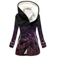 thumbnail image 2 of Spring Saving GaThRRgYP Womens Coat Long Sleeves Tops on Clearance Sale,Velvet Double Breasted Hooded Solid Color Mid Length Women's Solid Color Temperament Commuting Jacket, 2 of 4