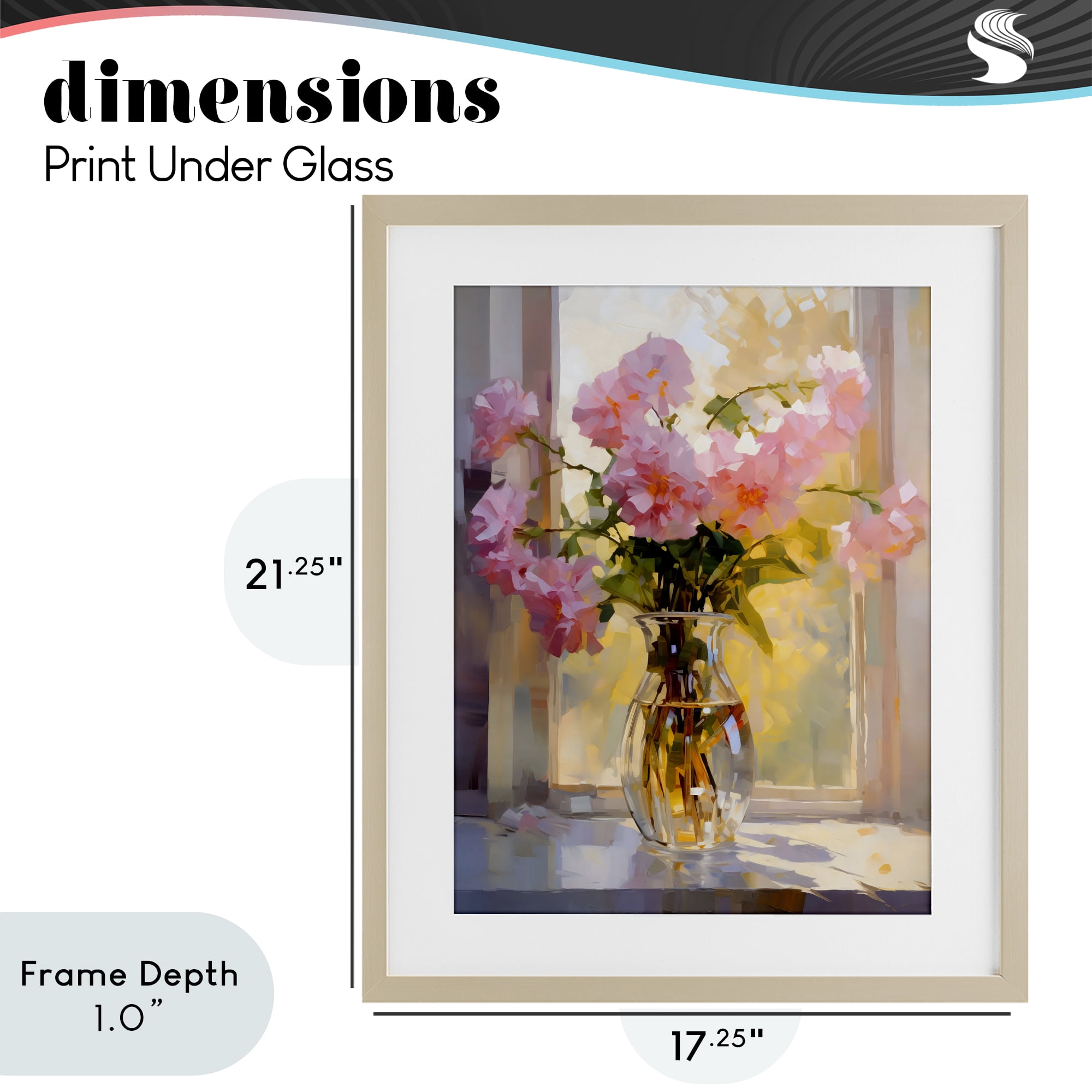 Stupell Industries Pink Flowers in Sunlit Vase Birch Framed Print Under Glass, design by Creative Studio
