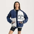 thumbnail image 3 of Women's Gameday Couture  Navy San Diego FC Refined Rivalries Rhinestone Raglan Full-Snap Varsity Bomber Jacket, 3 of 7