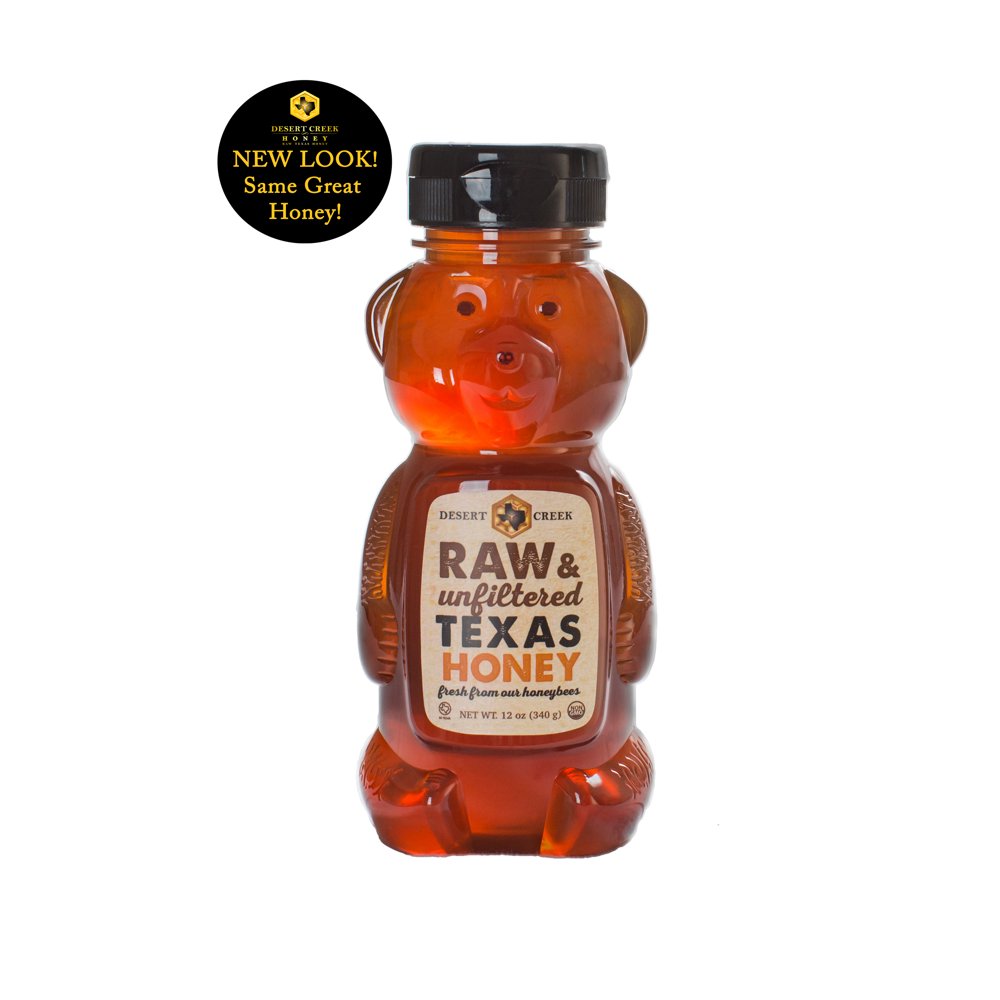 Pack of Two 12 oz. Honey Bears Raw, Unfiltered, Unpasteurized Texas