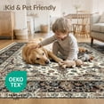 thumbnail image 4 of ODIKA 8'x10' Washable Area Rug Foyer Vintage Boho Distressed Scroll Frame Entryway Beige Bamboo for King Size Bedroom Under Bed, Master Suite, Non-Shedding, Easy Care, 4 of 7