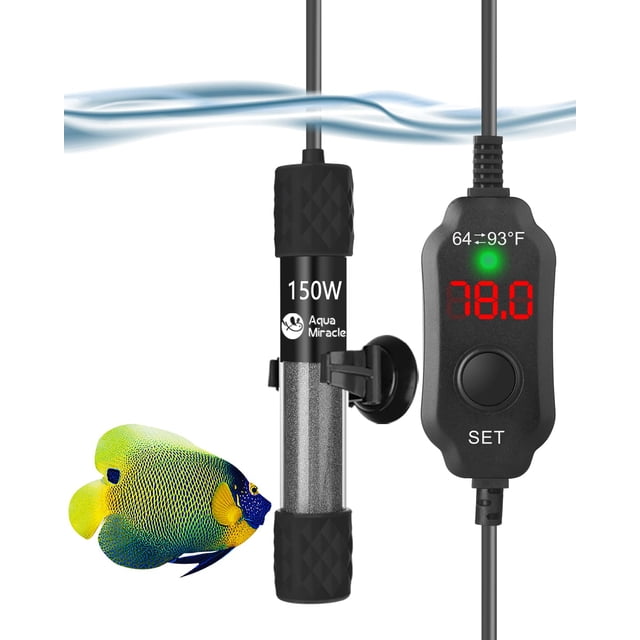 Calentador de acuario AquaMiracle®, ajustable, sumergible, 150 W, con forma de pez
