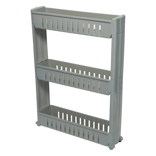 Simplify 3 Tier Slim Slide Out Storage Cart in Grey