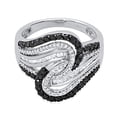 thumbnail image 2 of Dazzlingrock Collection 1.15 Carat (ctw) Round & Baguette Black & White Diamond Swirl Twisted Right Hand Ring for Women in 925 Sterling Silver, Size 10, 2 of 4