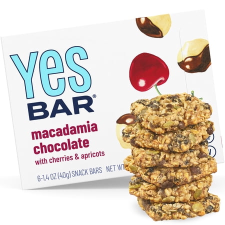 Yes Bar – Macadamia Chocolate – Plant Based Protein  Decadent Snack Bar – Vegan  Paleo  Gluten Free  Dairy Free  Low Sugar  Healthy Snack  Breakfast  Low Carb  Keto Friendly (Pack of 6)