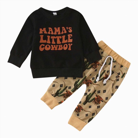 Toddler Boys' Outfits Girl Fall Winter Letter Long Sleeve Elastic Waist 6 12 18 24 Months 2T 3T 4T Everyday Outfit Set 2 Piece