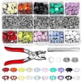 thumbnail image 1 of Snap Fasteners Kit 200 Sets 10 Colors Five-prong Buckles Hollow Solid, 1 of 5