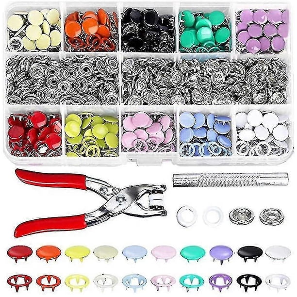 Snap Fasteners Kit 200 Sets 10 Colors Five-prong Buckles Hollow Solid