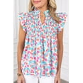 thumbnail image 2 of Women's Stylish Sky Blue Abstract Printed Blouse with Shirred Yoke - [ZhiHiMeRi] | (US 16-18)XL, 2 of 7