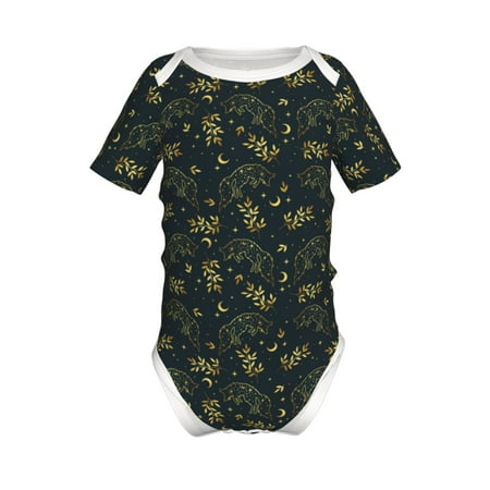 

Yiaed Golden line fox Print Infant Climbing Short Sleeve Onesie One-Piece Baby Bodysuit Clothes 0-12 Months -12 Months