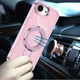 thumbnail image 4 of XPM for Apple iPhone 16e Phone Case, Transparent Glitter Bling Case with Rotating Magnetic Ring Stand, Shockproof Hybrid Cover for Apple iPhone 16 E (6.1") (Pink), 4 of 8