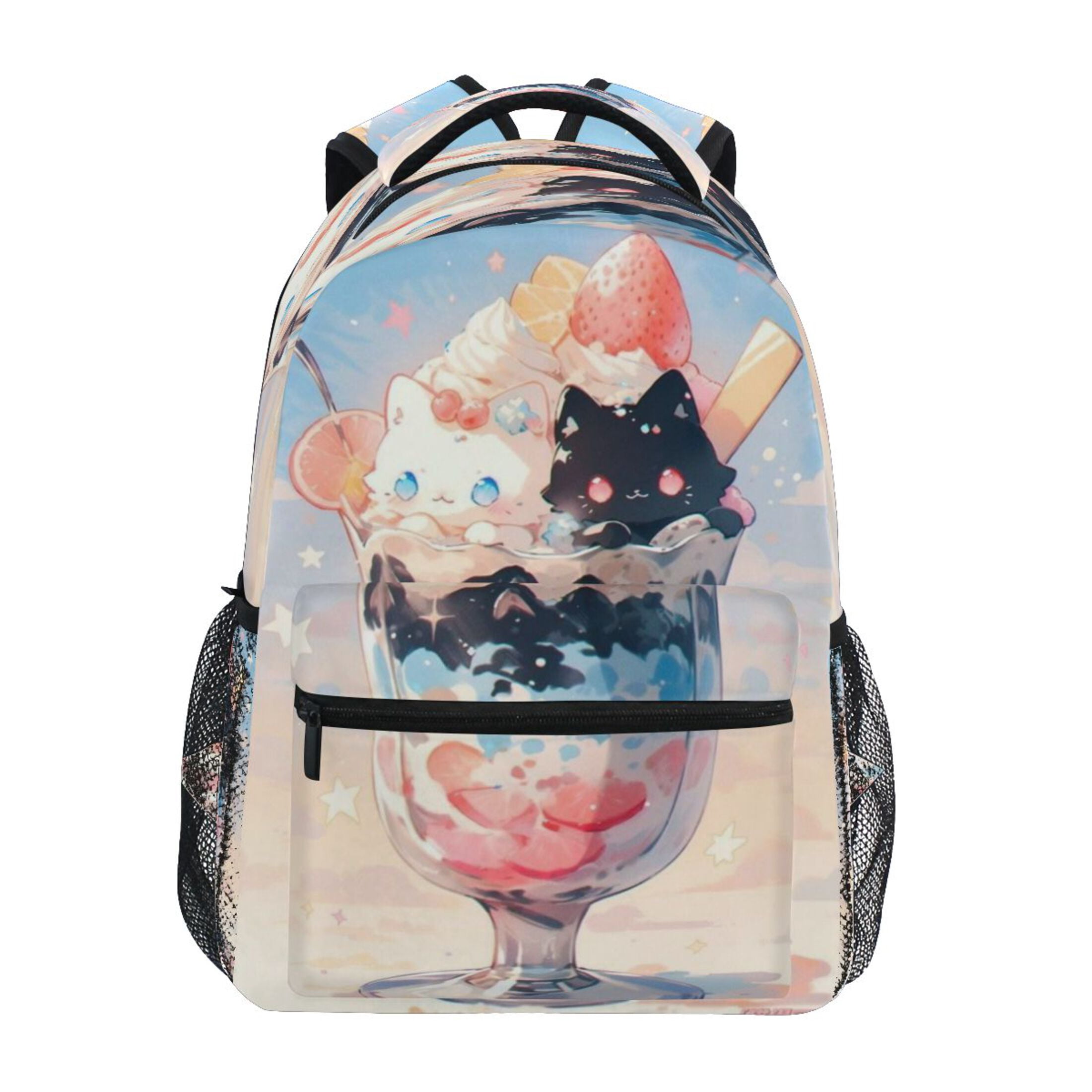 DIXRUYEE Backpack Schoolbag Cat Fruity Sundae Pattern 15L/18L 2-SIZE