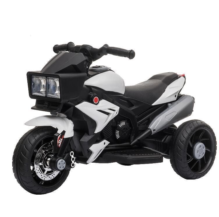 Aosom enfants pédale électrique moto jouet à enfourcher 6 V alimenté par batterie avec phares en corne de musique moto pour filles garçon 3-6 ans blanc
