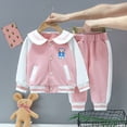 thumbnail image 6 of 3-4 Years Teen Girls Zipper Sweatshirt And Sweatpants SetPrinted Baseball Sweatshirt Set Pink Girl Winter Long Sleeve Sweatshirt and Sweatpants Outfit, 6 of 8