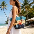 thumbnail image 4 of AJGRHE Crochet Beach Bag for Women - Woven Boho Purse Knitted Shoulder Bag for Summer Vacation Beachy Travel Pool Blue, 4 of 4