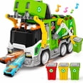 thumbnail image 6 of JoyStone Large Garbage Truck Toy with Lights & Music, Recycling Truck Playset with 2-Car Launcher, 4 Trash Bins and Movable Mechanical Arms for Kids Ages 3+, 6 of 10